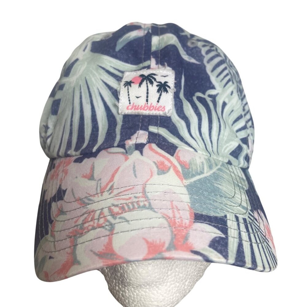 Chubbies Tropical Print Baseball Cap Adjustable Strap Back Blue Green Floral